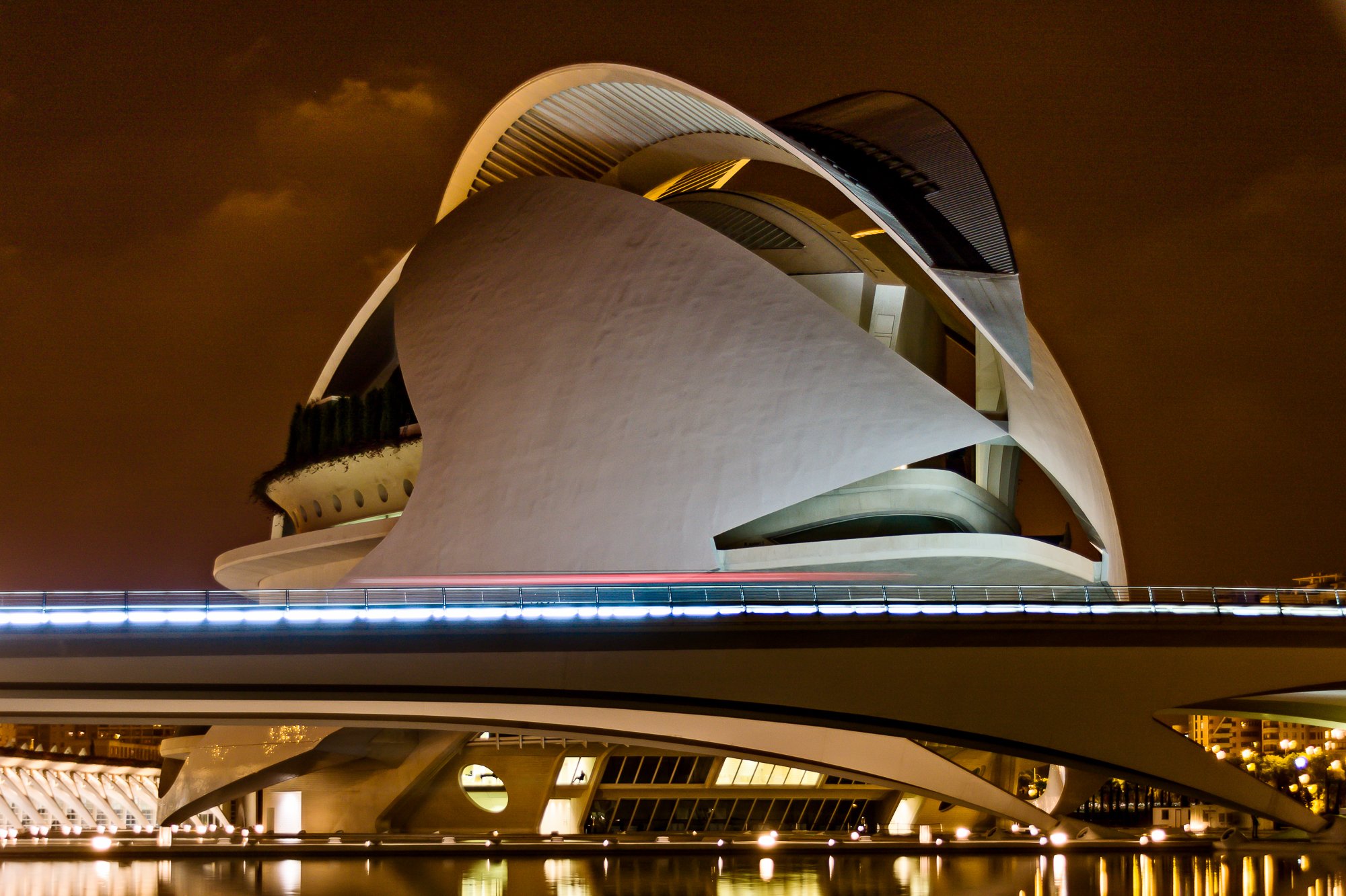 Palau de les Arts Reina Sofía at night, long exposure, City of Arts and Sciences, Valencia -bclphoto