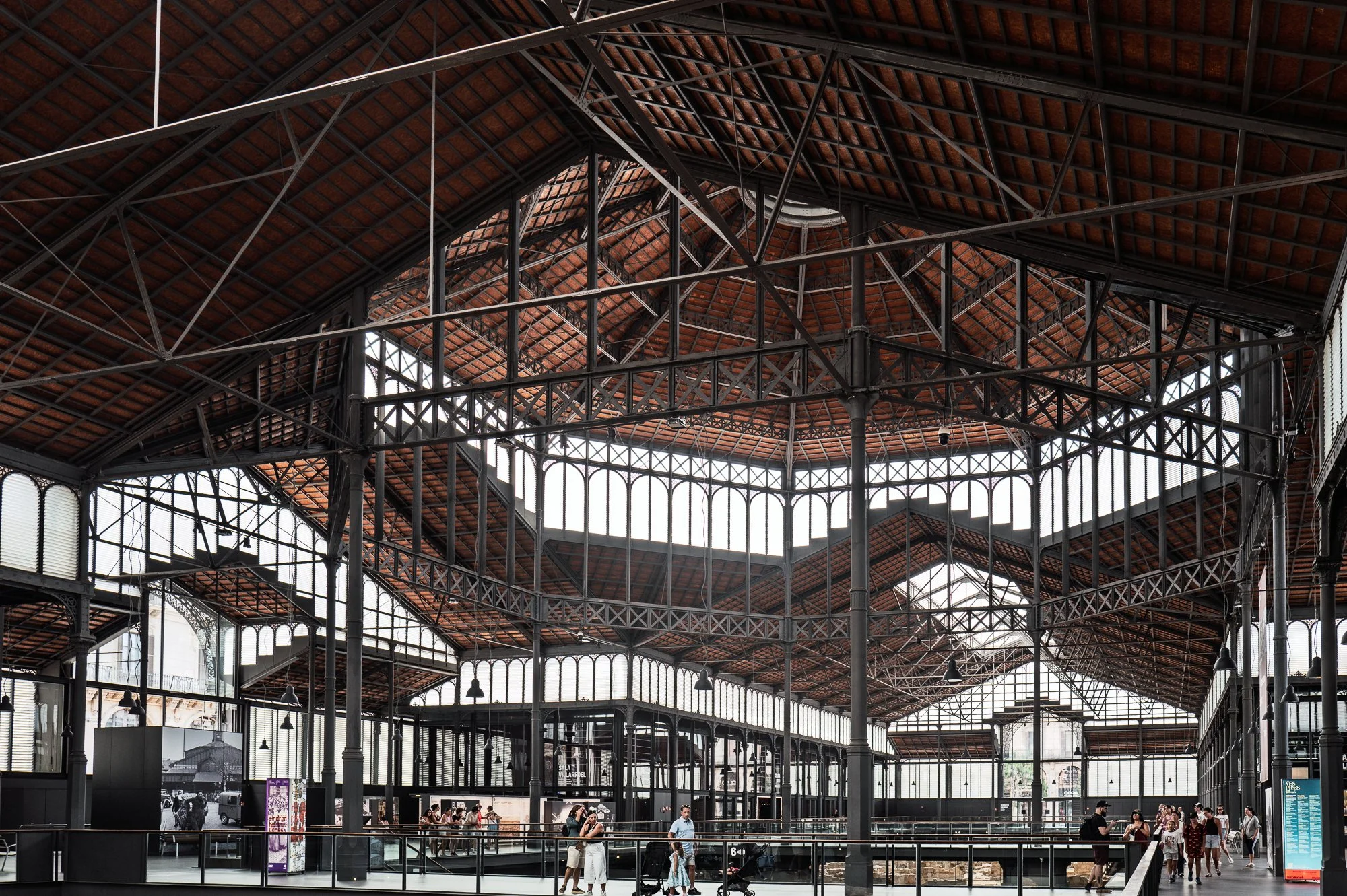 Lantern and roof trusses seen from the upper walkway, El Born museum Barcelona — Leica Q3