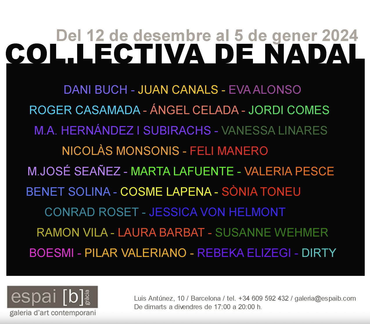 Poster for Christmas Group Show at espai [b], Barcelona, 2023-2024.
