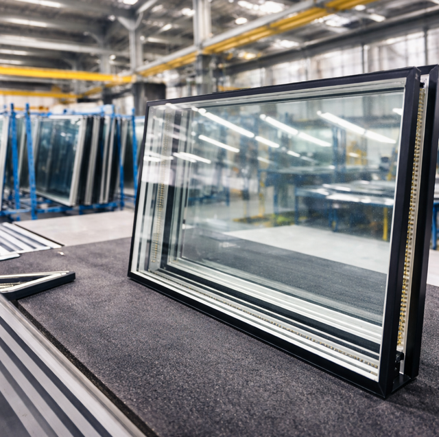 cutaway view of double-pane insulated glass unit with spacer and seal
