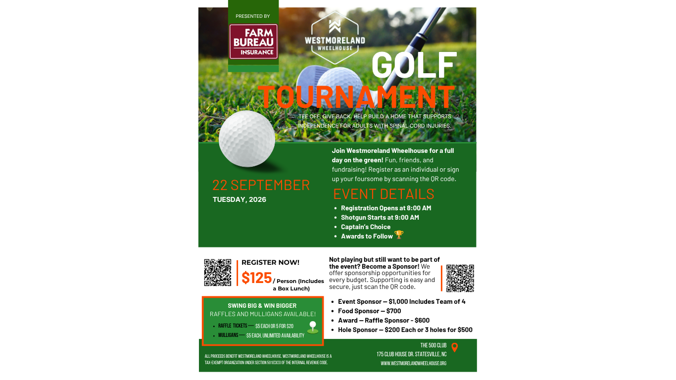 3rd Annual Westmoreland Wheelhouse Golf Tournament Fundraiser
