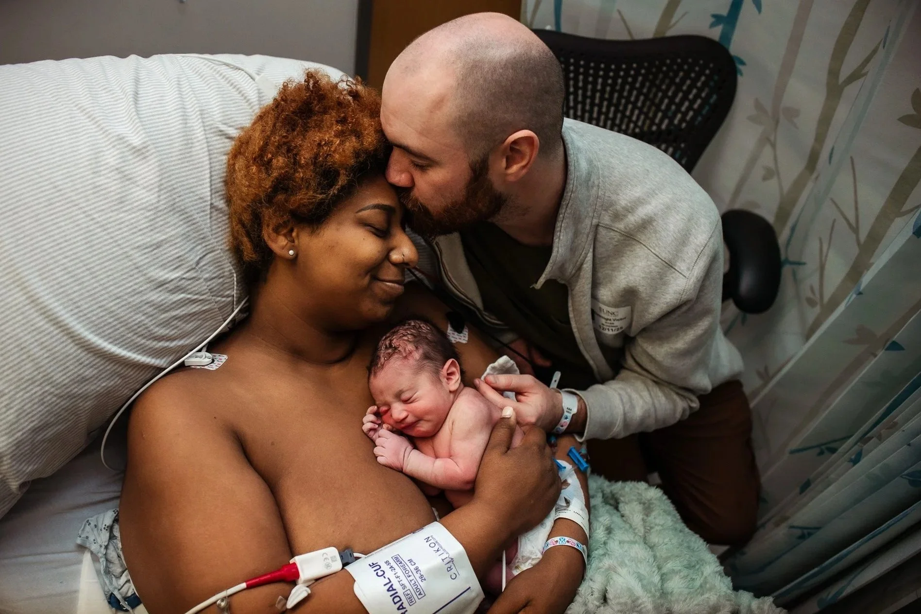 Golden Hour with newborn after birth at UNC women's hospital in Chapel Hill-The Doula Lens