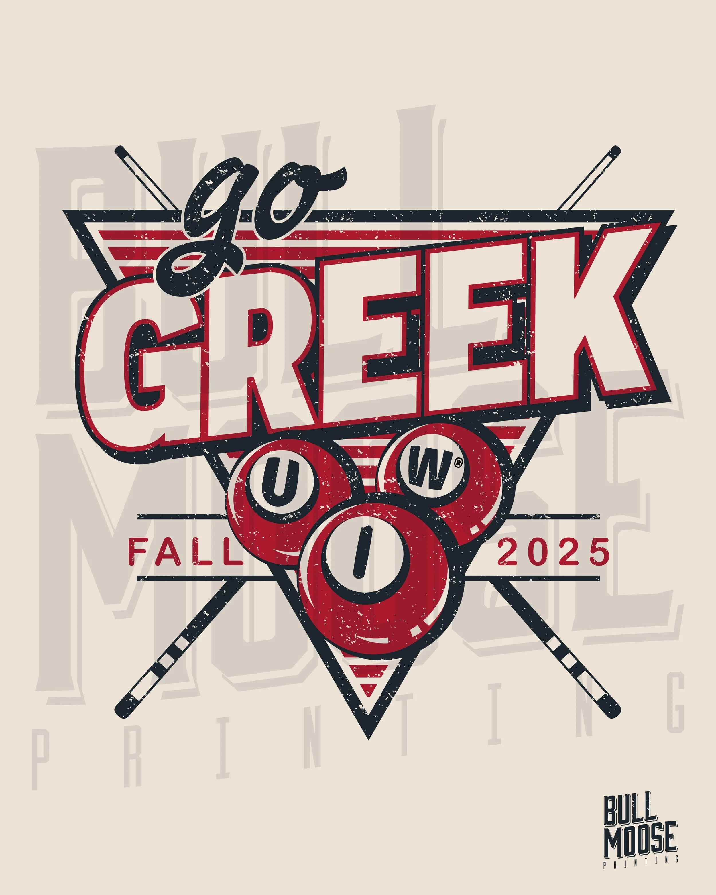 Graphic design for the 96th Creek U.M. hockey event in Fall 2025 with hockey sticks, balls, and stylized text.