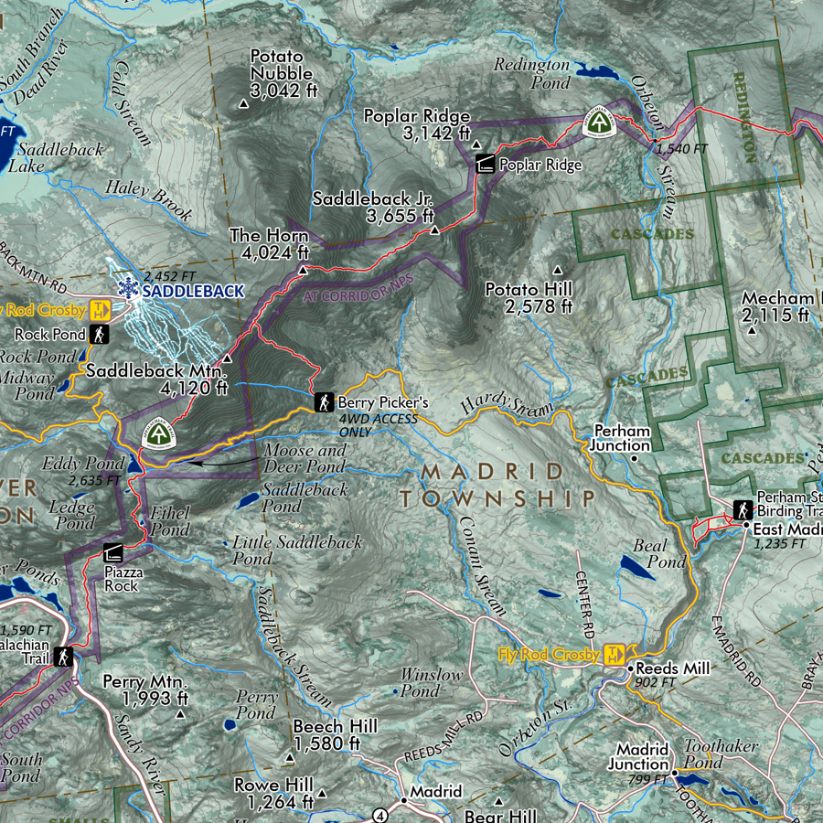Maine Appalachian Trail High Peaks Region Map Art