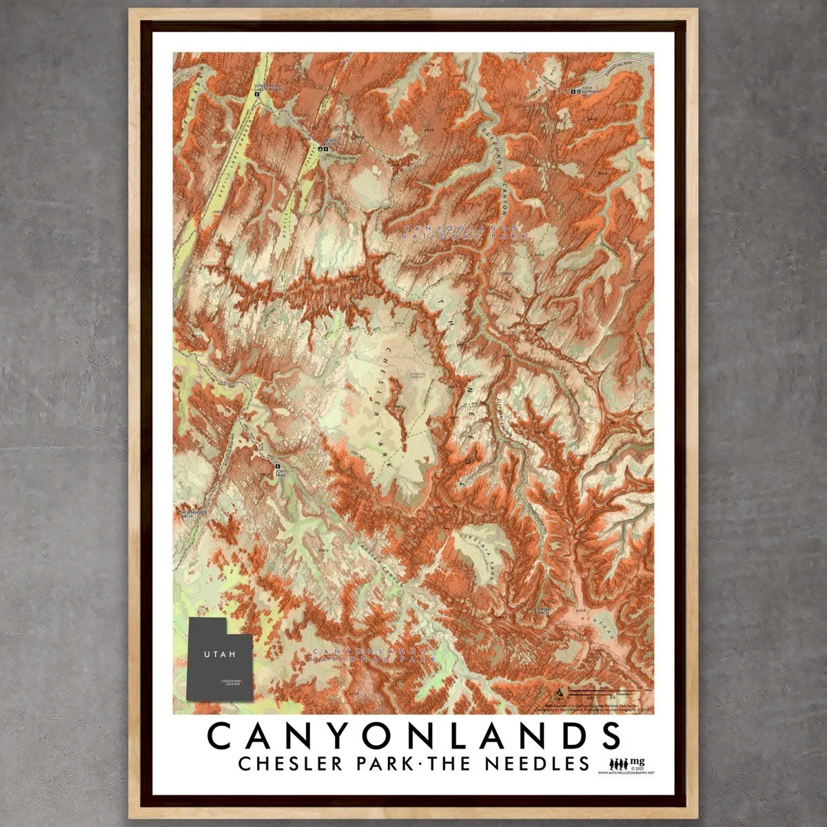 Canyonlands National Park Chesler Park Needles District Moab Utah Map