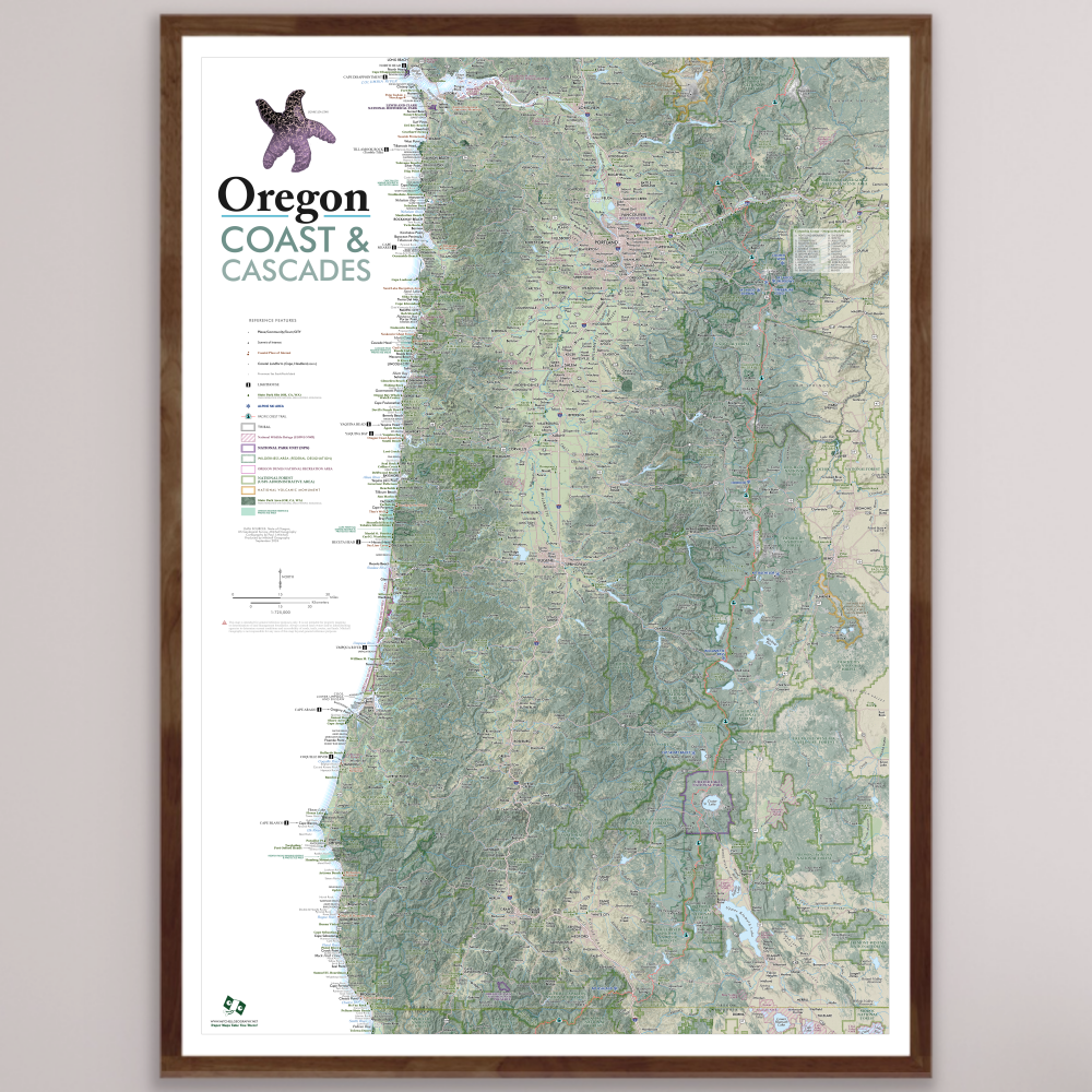 Oregon Coast & Cascades (28 in x 20 in)