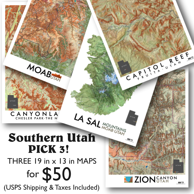 Utah Art Map Moab Chesler Park Canyonlands Arches Zion National Parks
