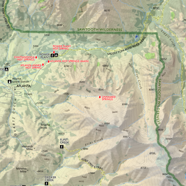 Sawtooth Mountains Idaho Wilderness Area Map Large Format Idaho Art