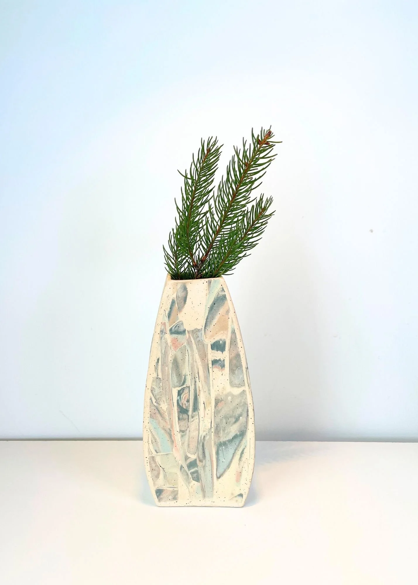 Speckled Stoneware Vase with Nerikomi accents
