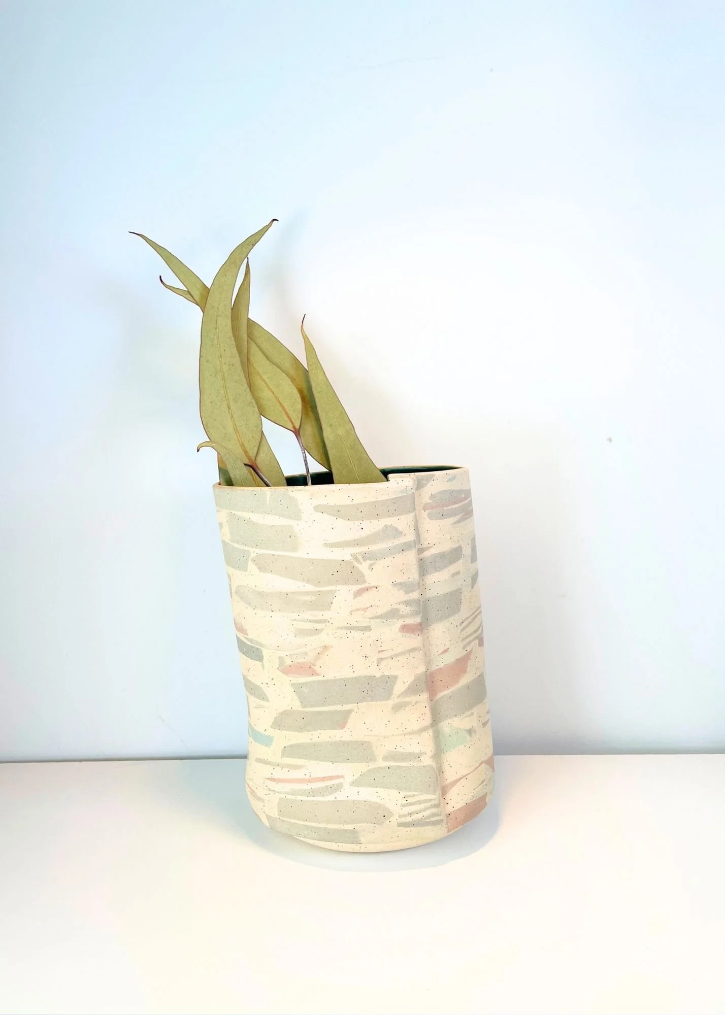 Speckled Stoneware Vase with Nerikomi accents 2