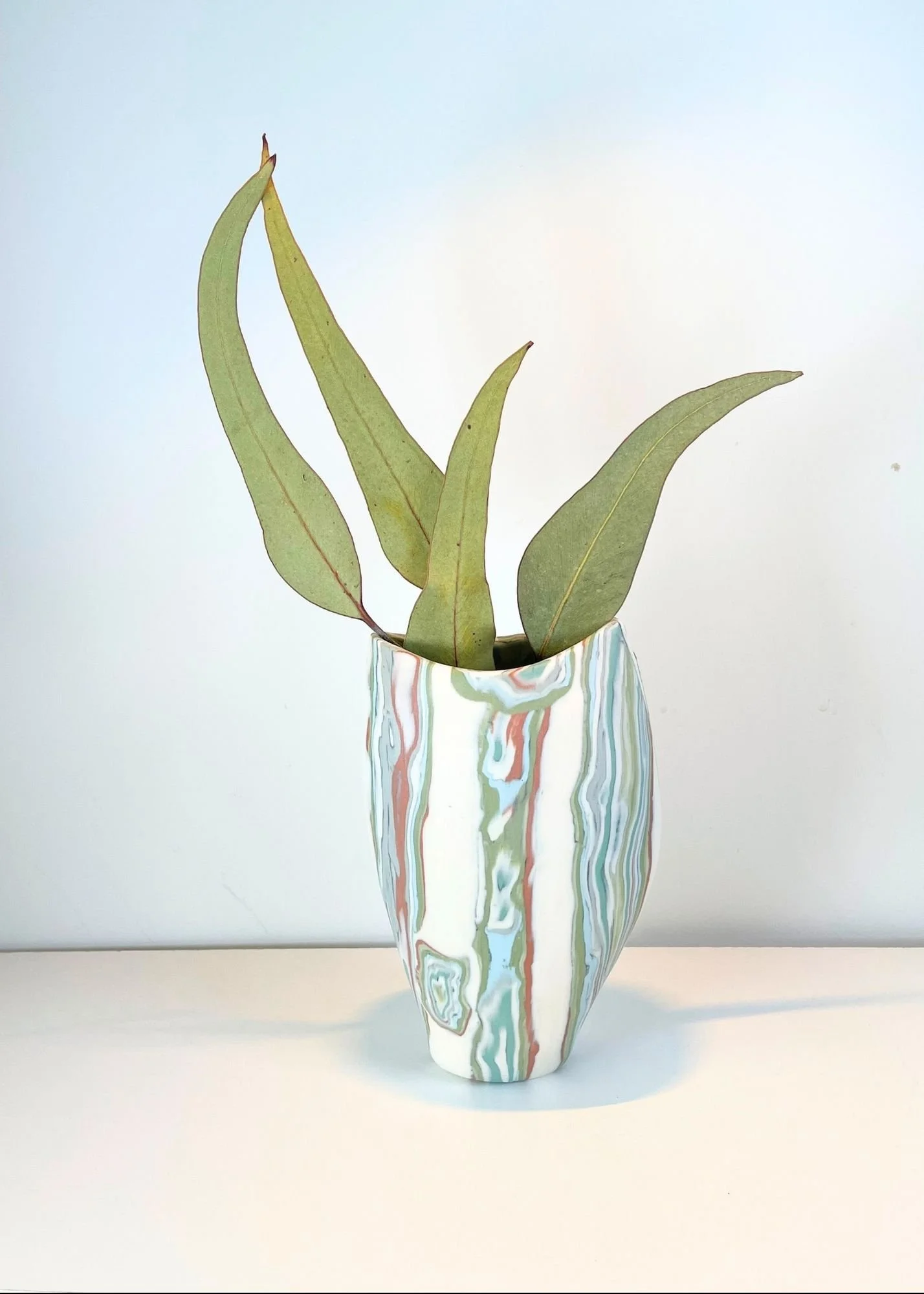 Porcelain Nerikomi Vase with Kintsugi Accents