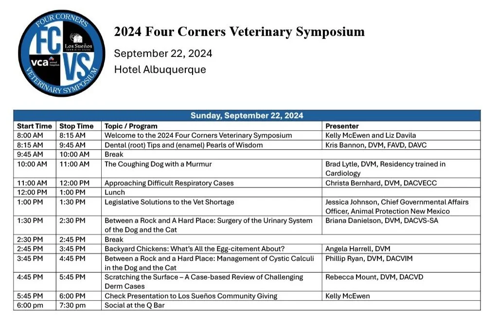 Four Corners Veterinary Symposium — Los Sueños Community Giving