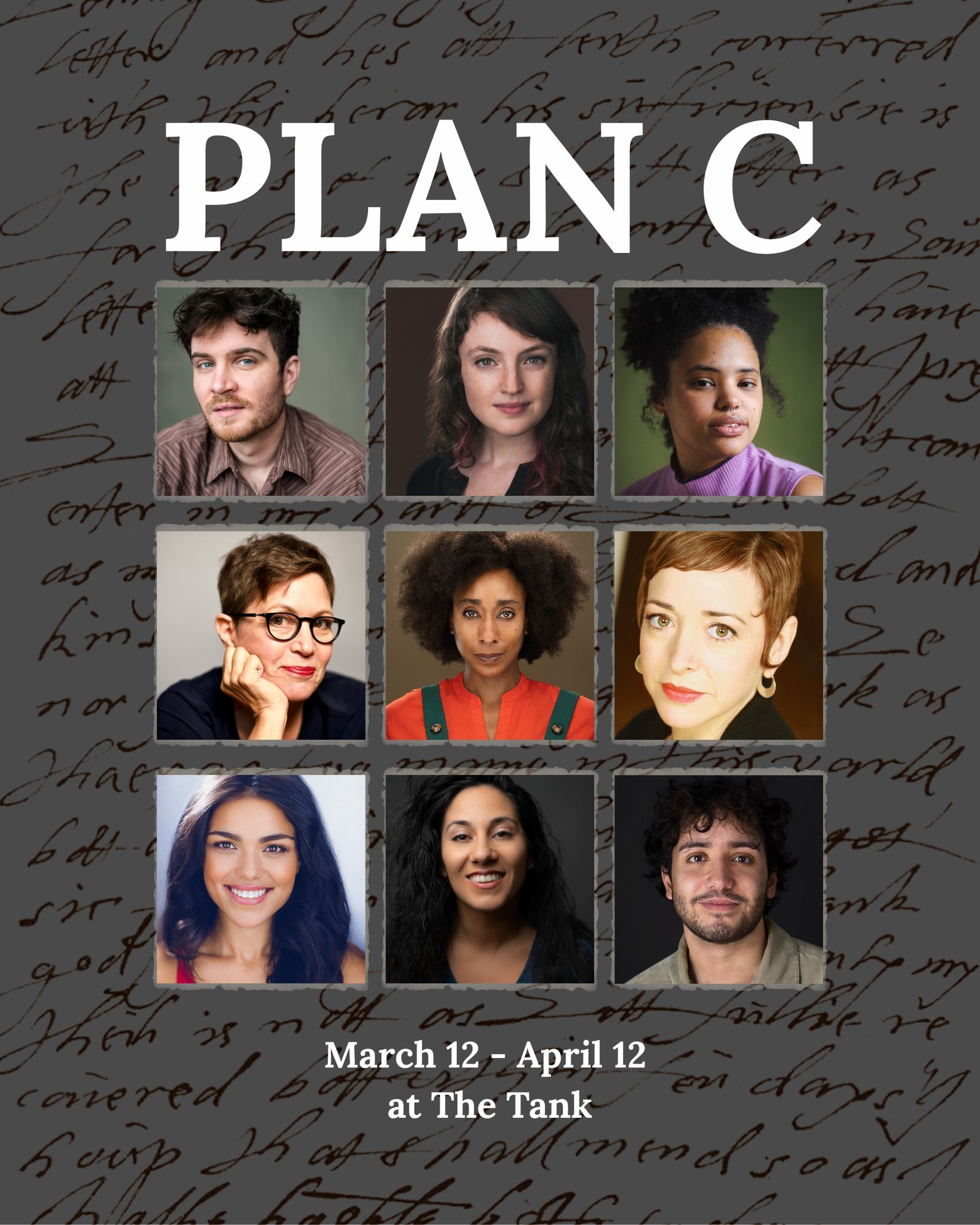 Nine performers.
Two timelines.
One underground network.

Meet the ensemble of PLAN C.

March 12 &ndash; April 12
The Tank
🎟 Tickets in bio