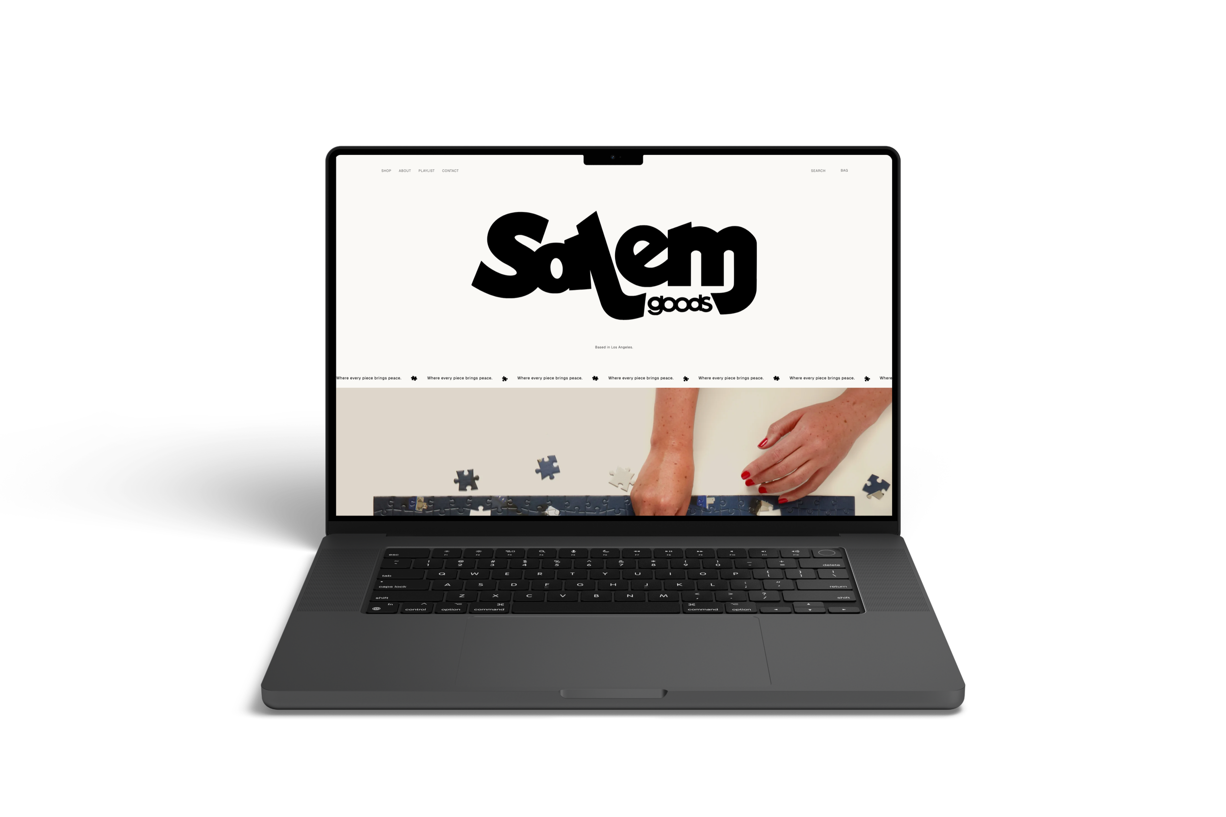 Laptop mockup of Salem Goods' website