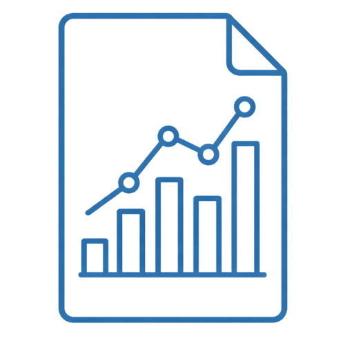Icon of a document with a line graph and bar chart indicating data analysis or report.