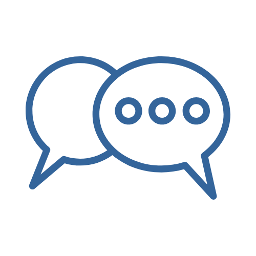 Two speech bubbles overlapping; one with three dots.