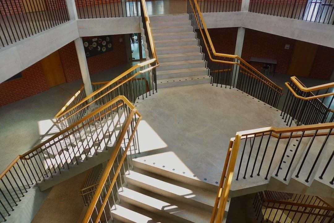 school hallway and stairs
