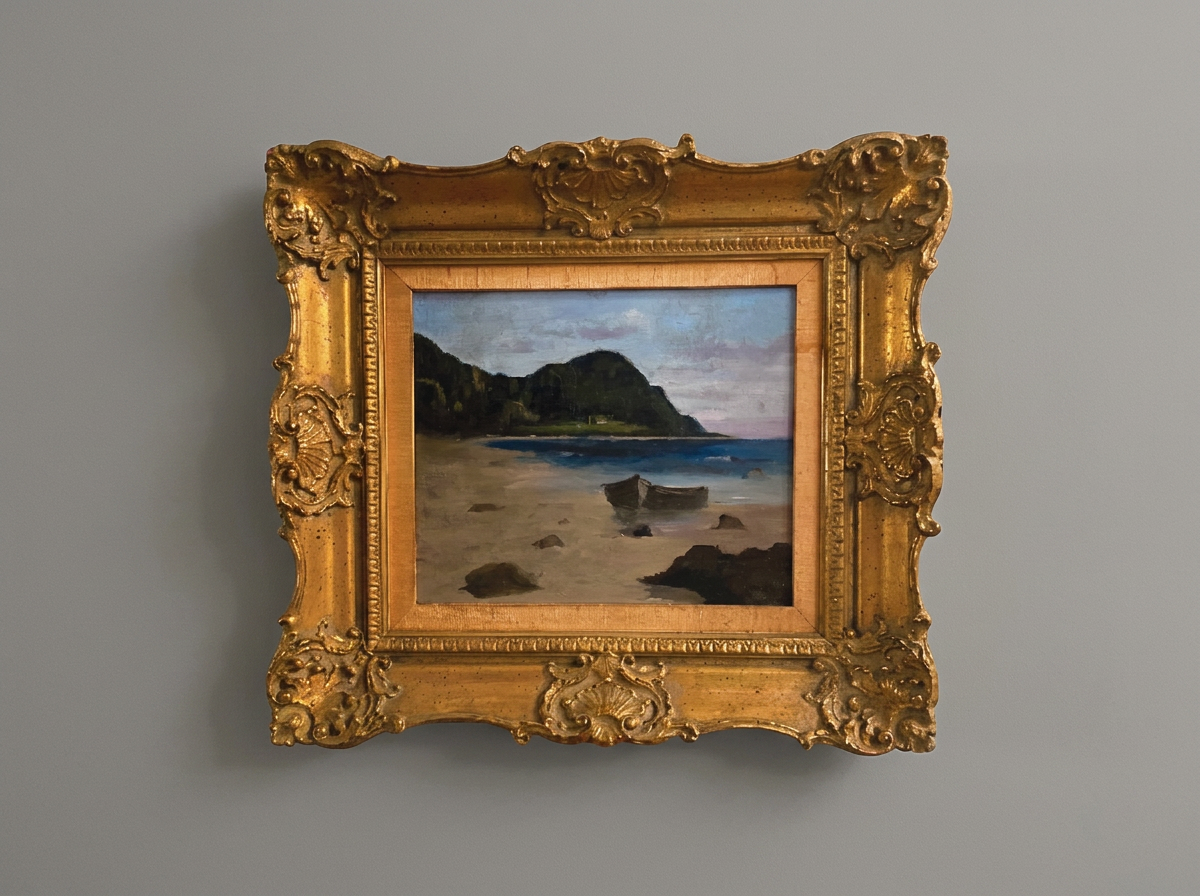 Beach at St Simon - Framed Oil Painting