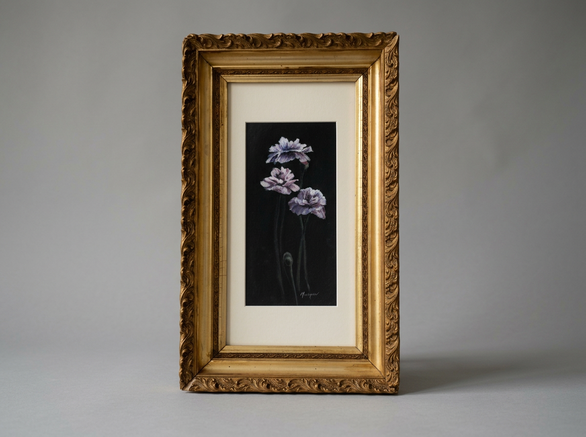 Antique Frame w/ Giclée Floral Print