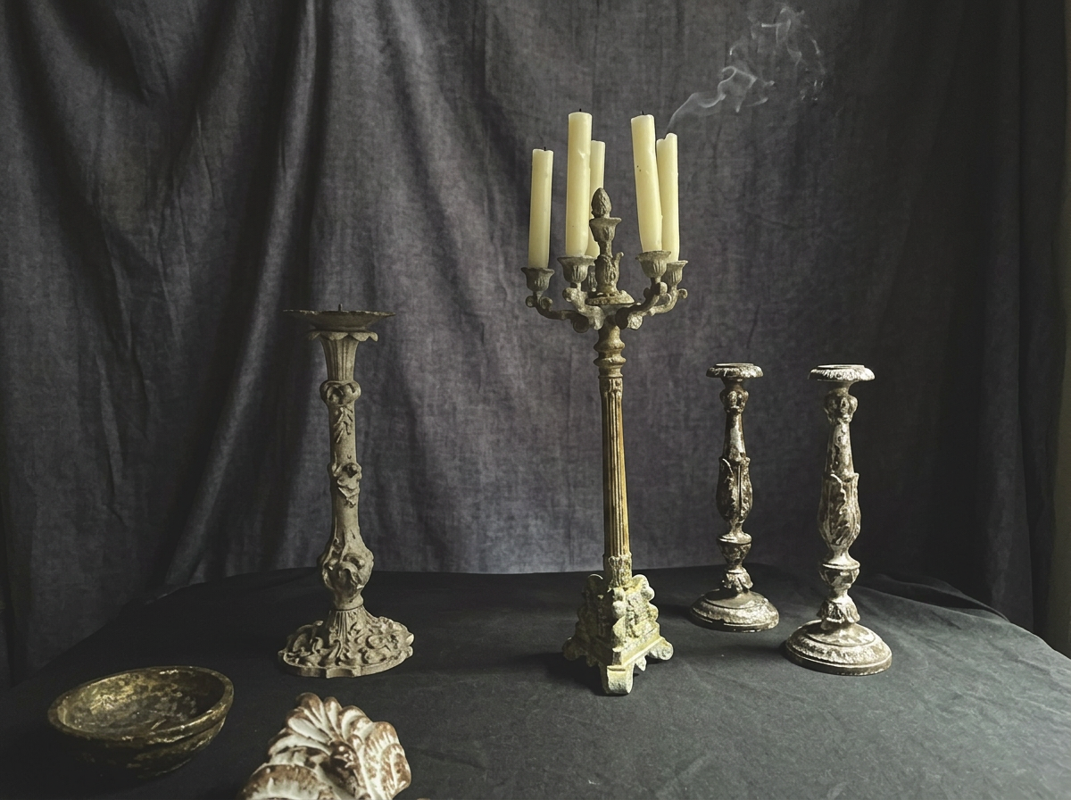 Vintage Metal Five-Arm Candelabra