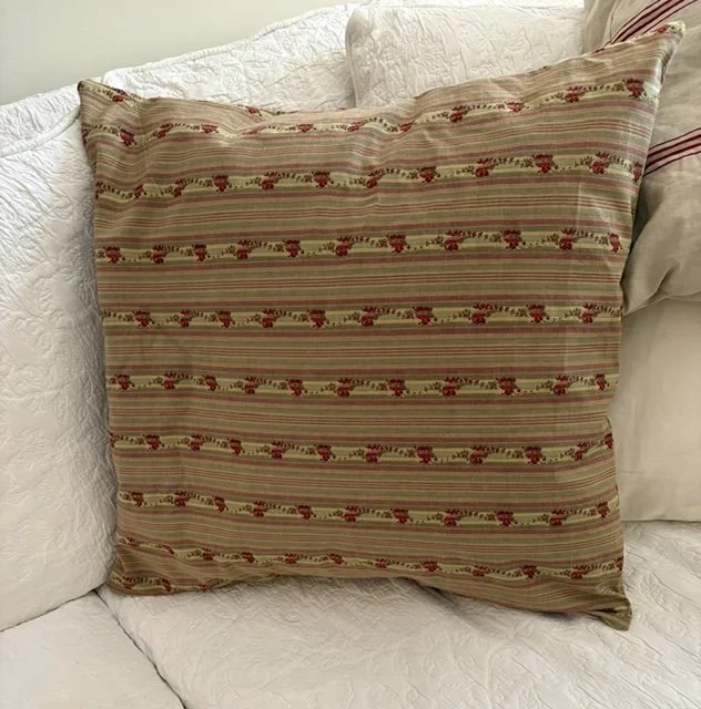 Embroidered Floral Striped Pillow