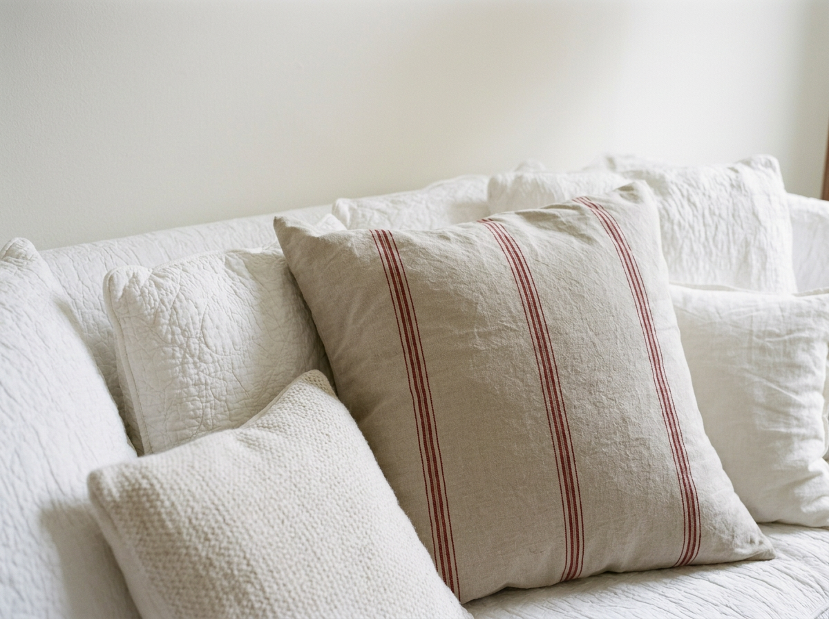 Antique French Linen Striped Pillow