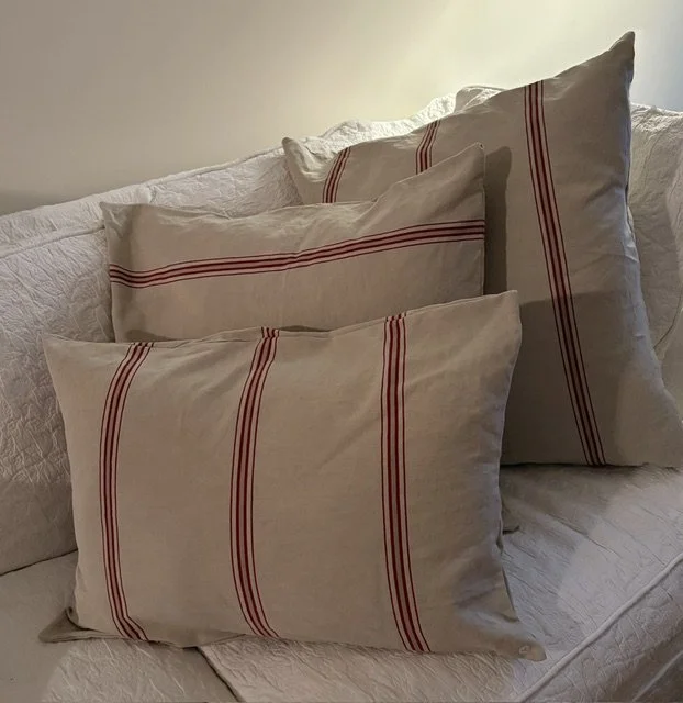 Antique French Linen Striped Pillow