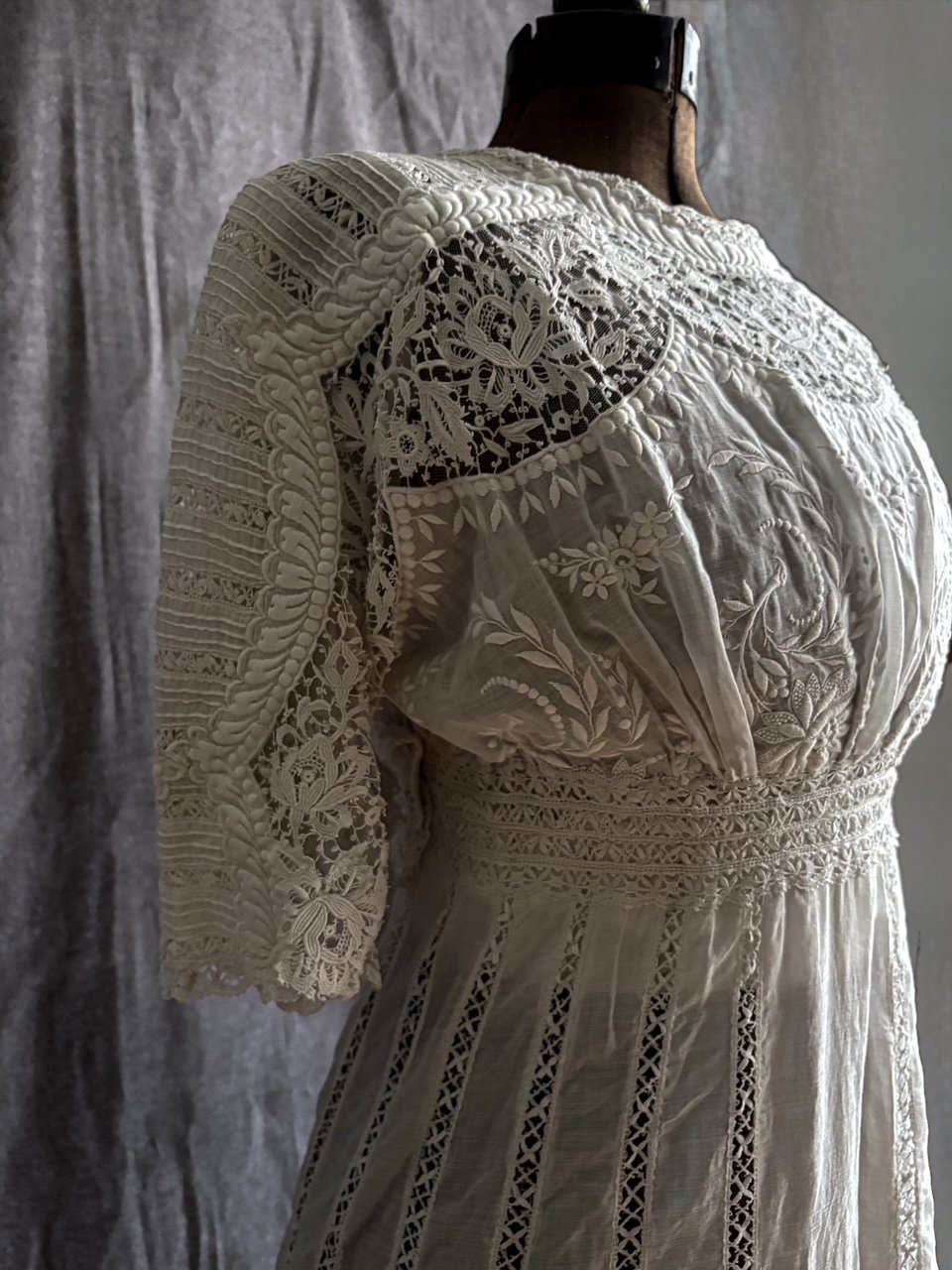 Antique Edwardian White Intricately Embroidered Dress - Early 1900's
