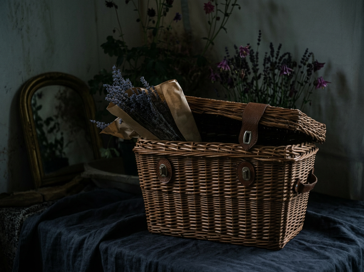 Vintage French Countryside Picnic Basket