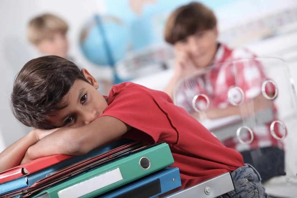 Boy struggling in a big school