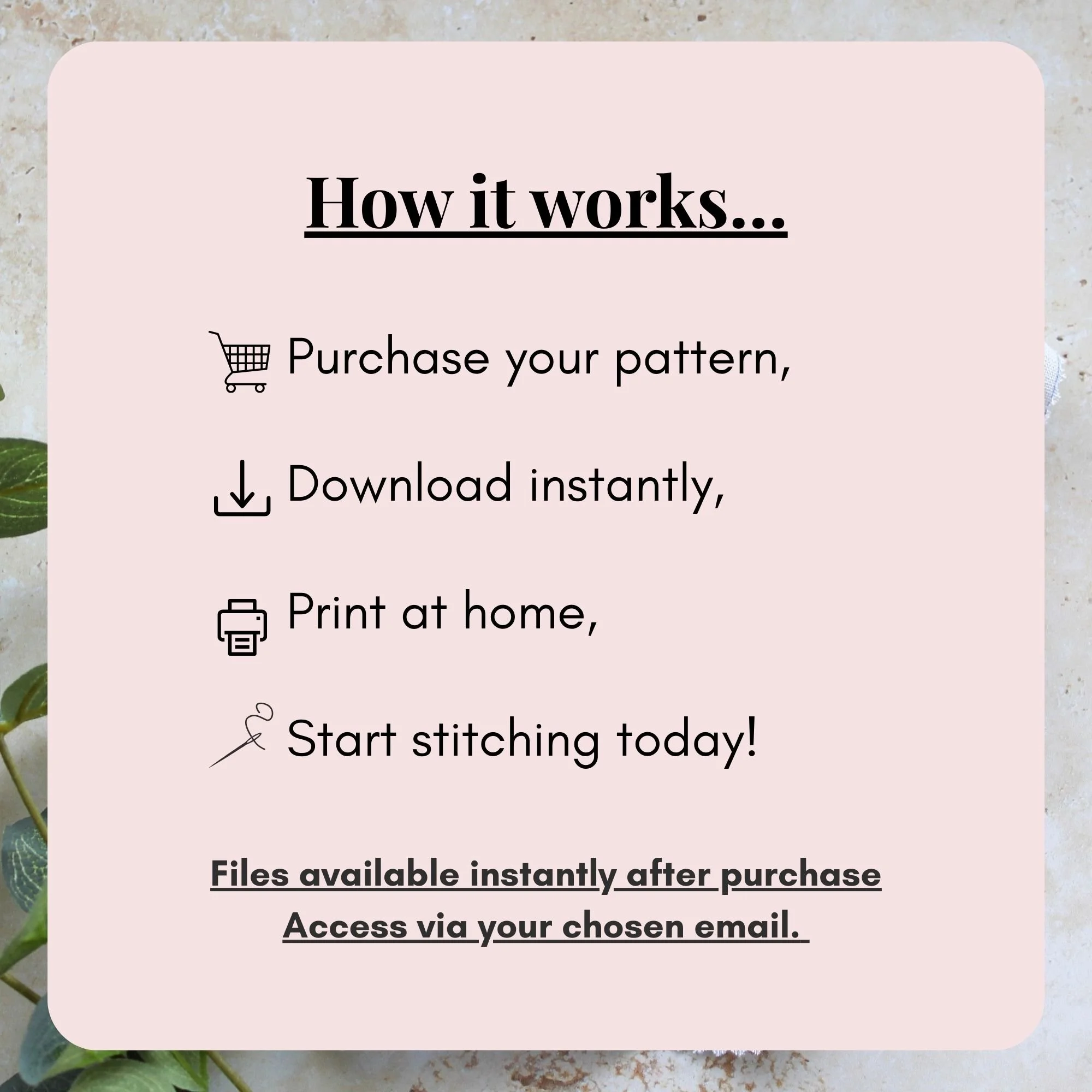 Digital download embroidery pattern PDF available instantly after purchase – no physical item included.