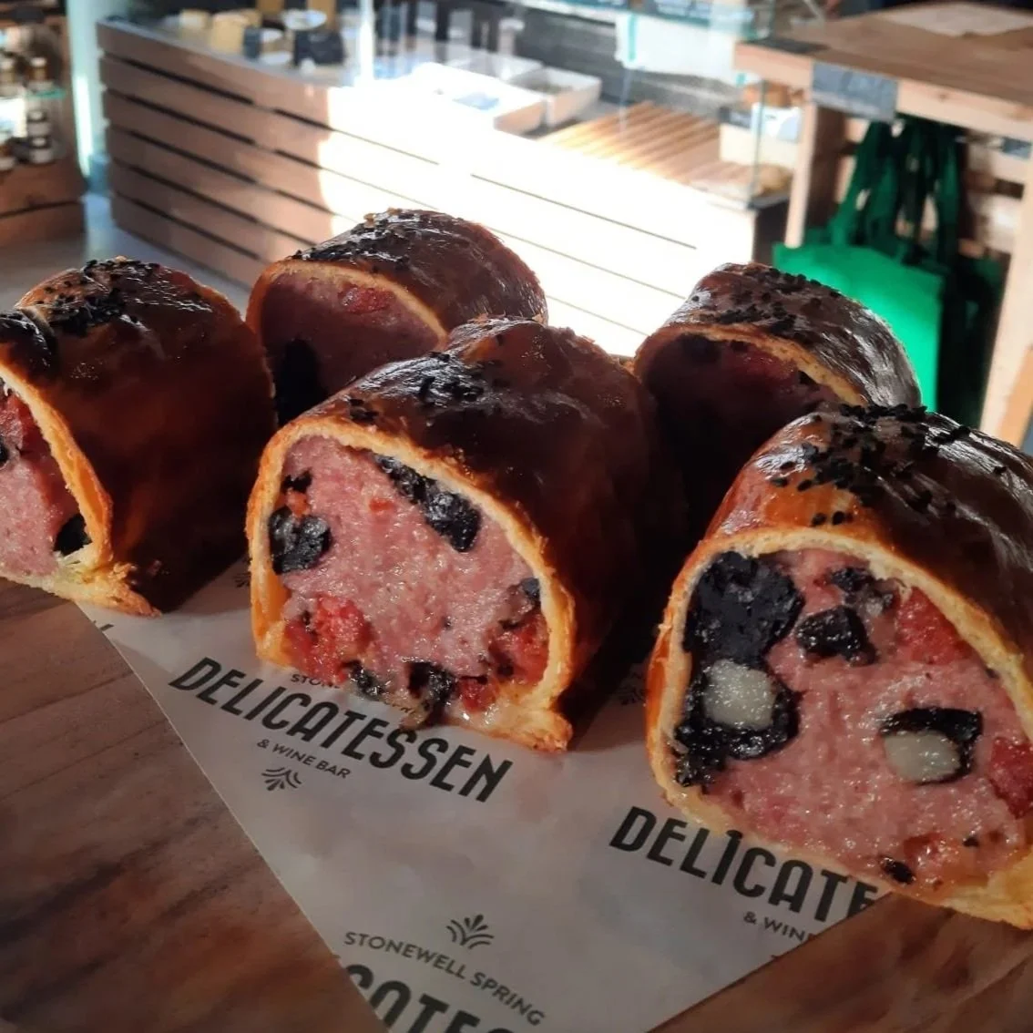 Fine Homemade Gourmet Sausage Rolls with Black Pudding and Chorizo