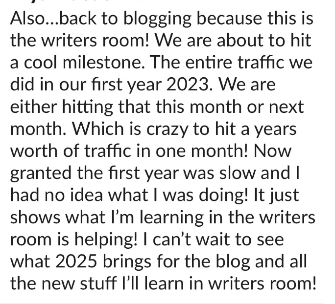 Testimonial of what it's like to work with Natty Writes and receive blog writing services.