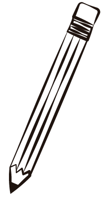 Black background with a white illustration of a sharpened pencil with an eraser for Natty Writes, blog writer.
