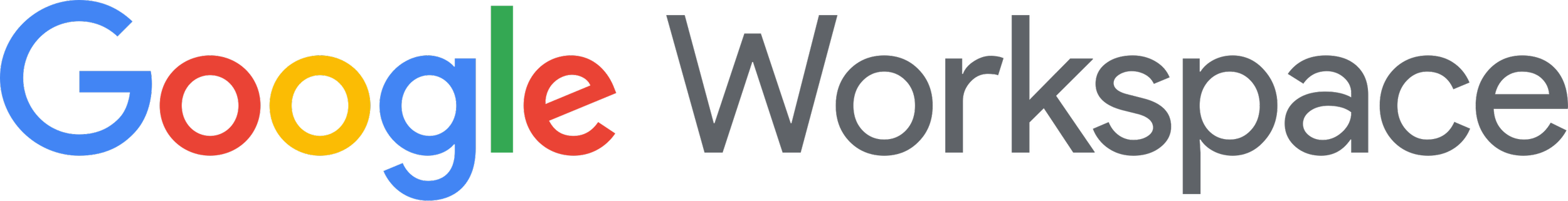 Google Workspace logo in colorful letters on a black background.