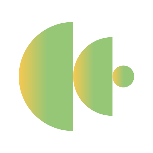 Three overlapping circles of different sizes and shades of green and yellow, arranged horizontally.