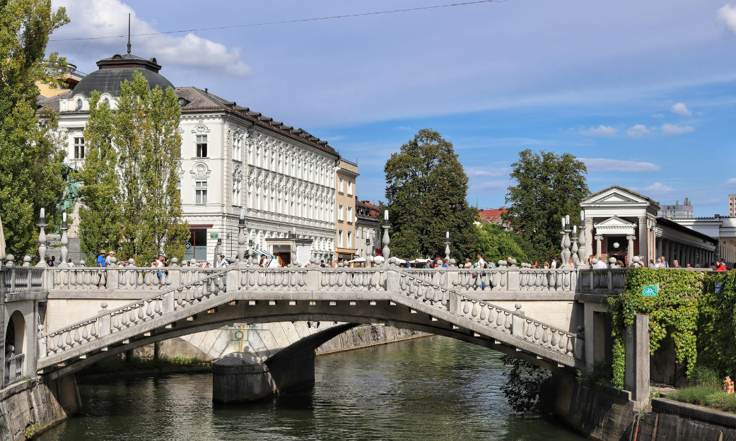 The triple bridge attracts tourists