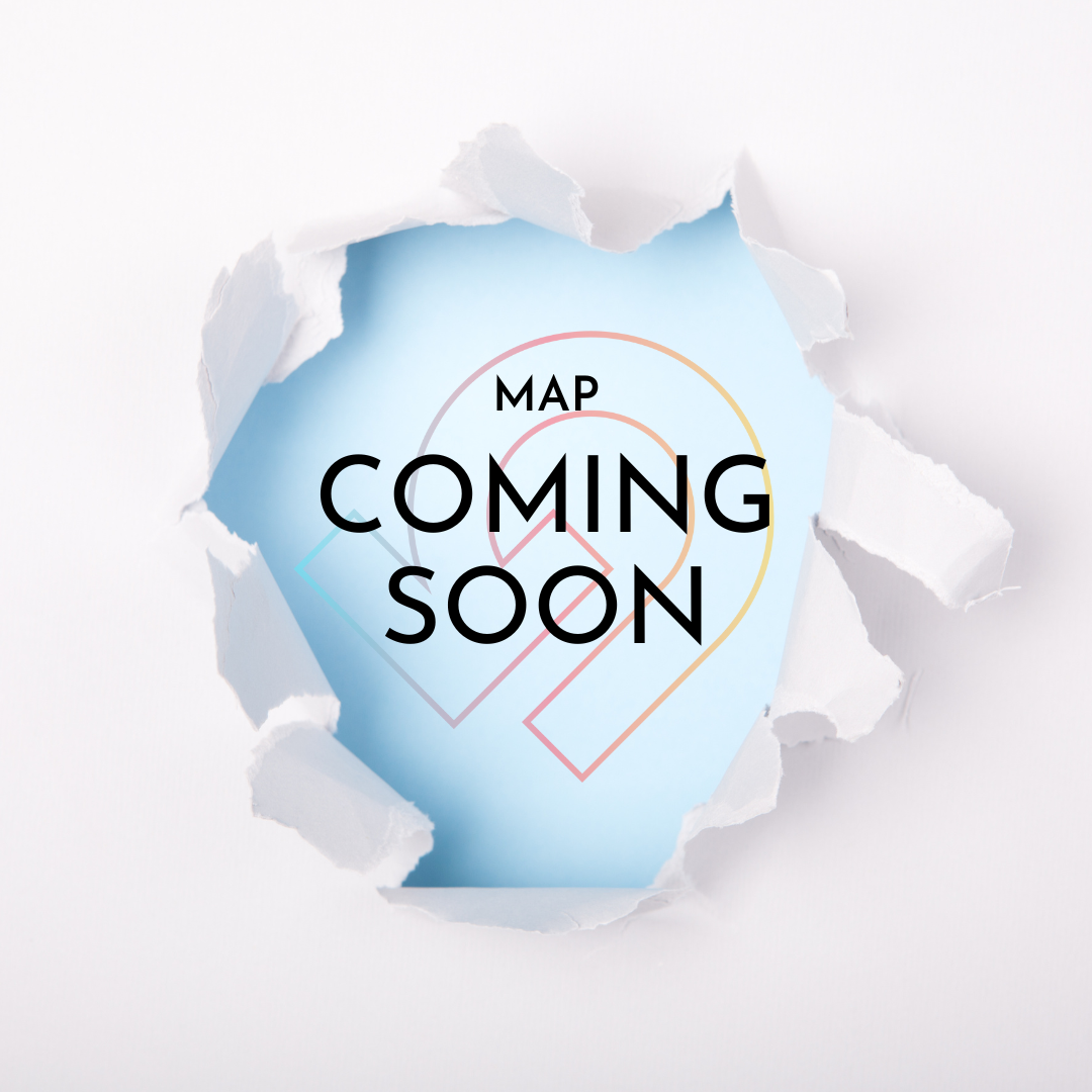 Announcement of upcoming map release with layered paper effect and heart-shaped map icons.