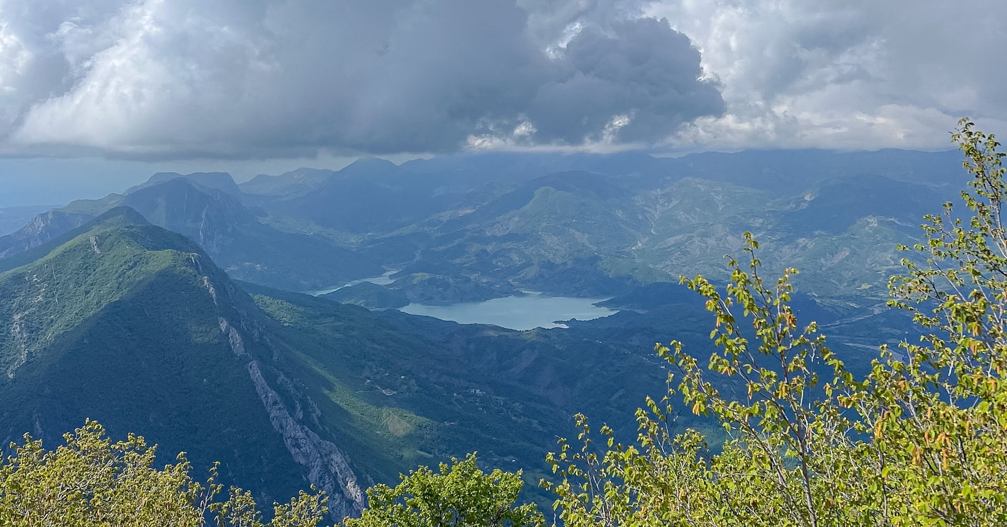 Top of Dajti Mountain with Bovilla Lake in view