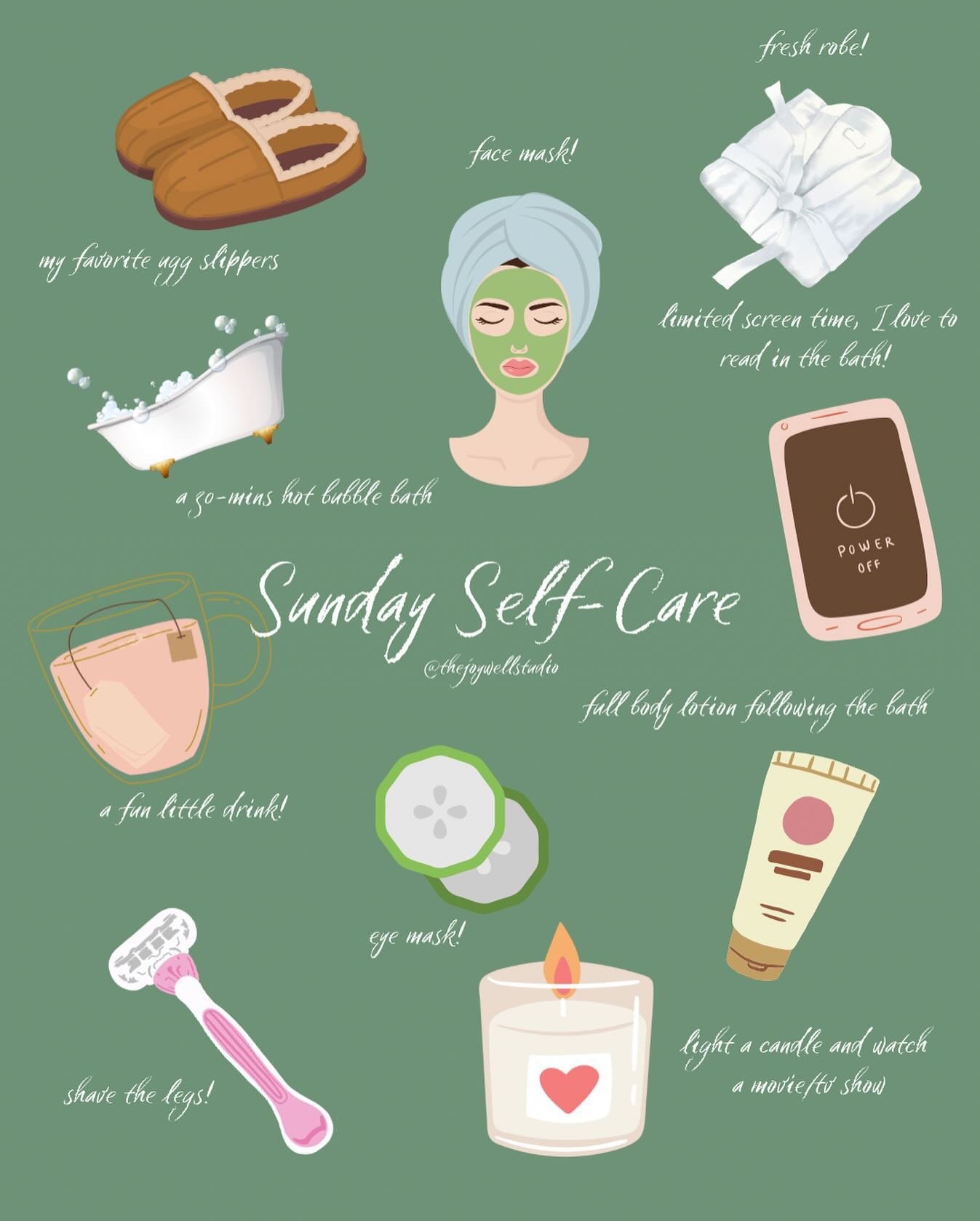 self-care sunday!!!!! 🧖🏼&zwj;♀️🥒🛁 fun fact: sunday is my prep day for the coming week!!! meaning, i do all my fun little self-care rituals on sunday (face masks, sugar scrubs, nails, lotion)!!!! as well as limit my screen time (on my phone, haha!