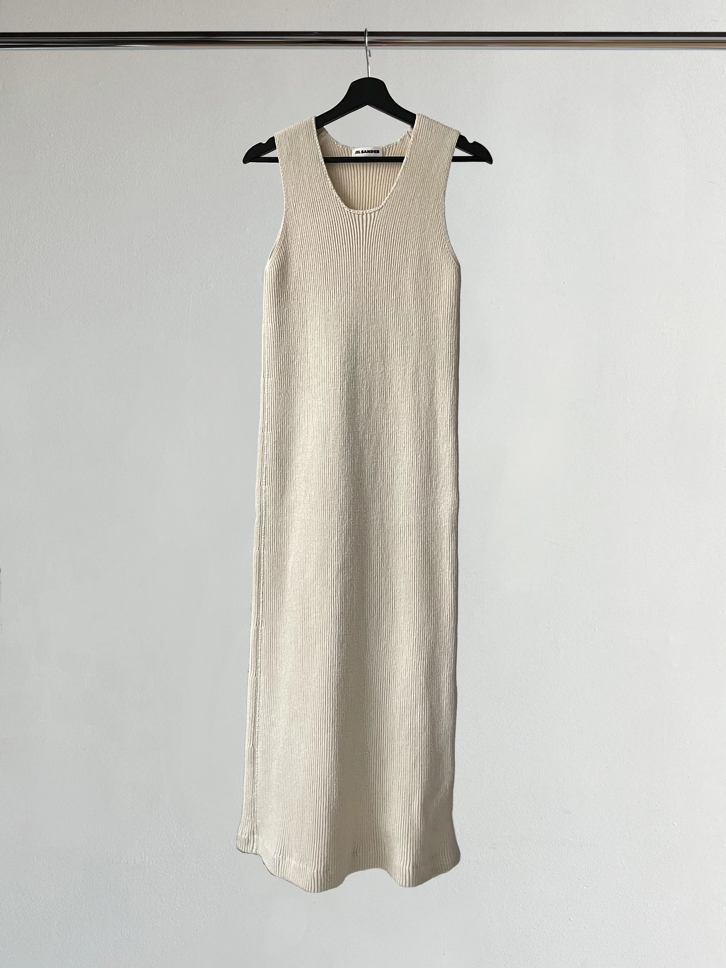 JIL SANDER RIB CREWNECK MIDI DRESS
