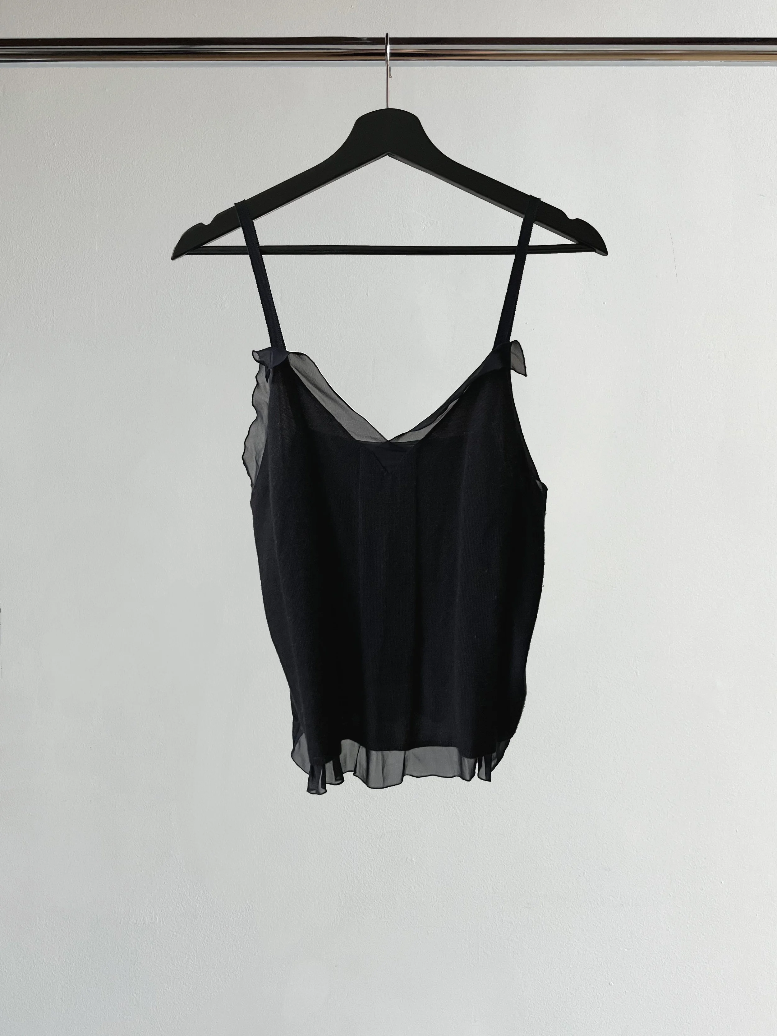 PRADA CHIFFON TRIM KNIT CAMI