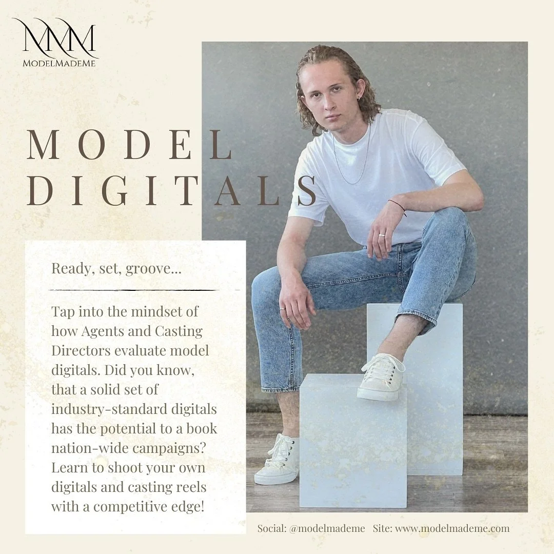 &lsquo;Digitals&rsquo; are natural-light photos that showcase the model without the effects. This allows clients to see your face and body. In addition, it helps hair and makeup artists understand your skin, hair, and oil level types.

Register for t