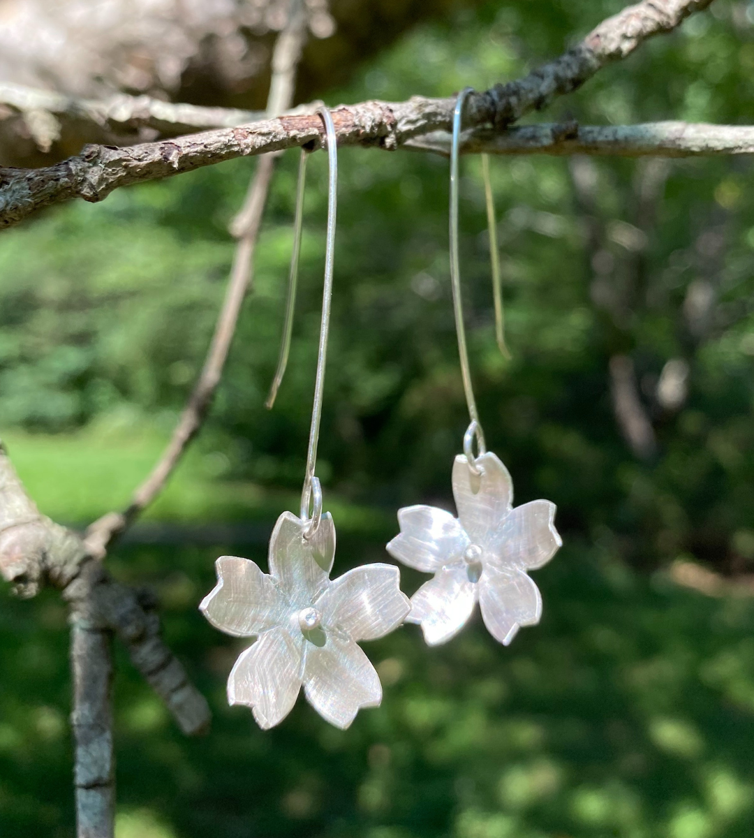 Cherry Blossom Earrings | Hand Fabricated in Sterling Silver