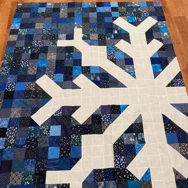 Finished Quilt top of 100 Day Snowflake Quilt