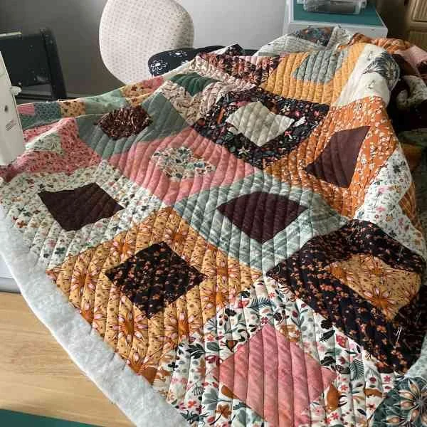 Echo quilting on quilt top