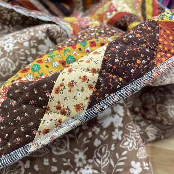 serger edge on the scrappy fall string quilt