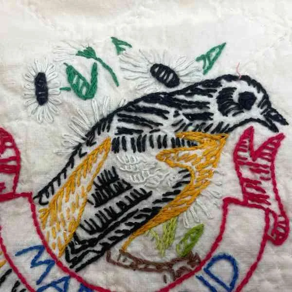 Maryland state block that shows the iron on transfer marks for embroidery