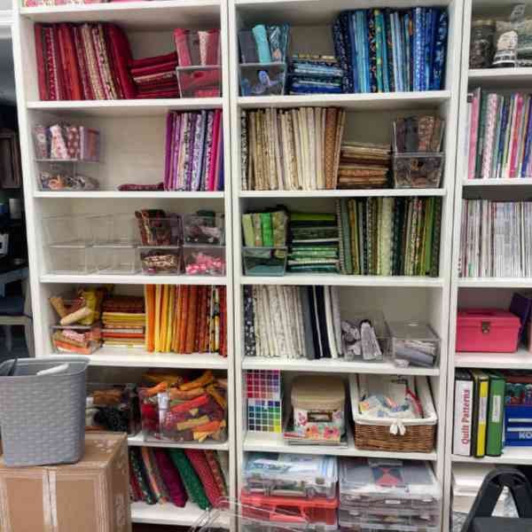 Fabric on book shelves