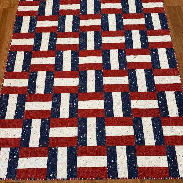 Patriotic Basketweave Quilt finished